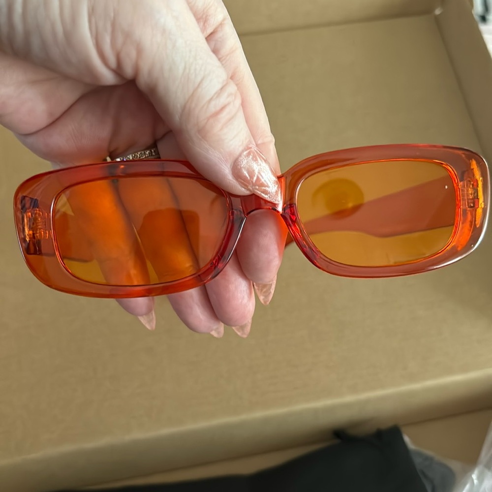 Transparent orange rectangular frames with orange lenses